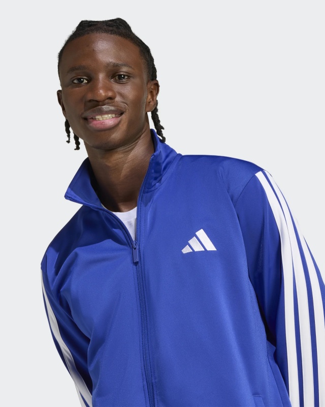 Tuta Sportiva ADIDAS Basic 3-Stripes Tricot Uomo Poliestere Blue - Adidas Basic 3-Stripes Tricot Men\'s Tracksuit, Polyester, Blue - Survêtement Adidas Basic 3-Stripes Tricot pour homme, polyester, bleu - Adidas Basic 3-Stripes Tricot Herren Trainingsanzug, Polyester, Blau