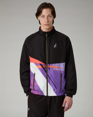 Giacca sportiva Australian Brush Panel Track Jacket Uomo Tasche con zip Made in Italy Nero Viola - Australian Brush Panel Track Jacket Men's Zip Pockets Made in Italy Black Purple - Veste de survêtement australienne à empiècements en brosse pour homme, poches zippées, fabriquée en Italie, noir et violet - Australische Trainingsjacke mit Bürstenmuster, Herren, mit Reißverschlusstaschen, hergestellt in Italien, Schwarz/Lila