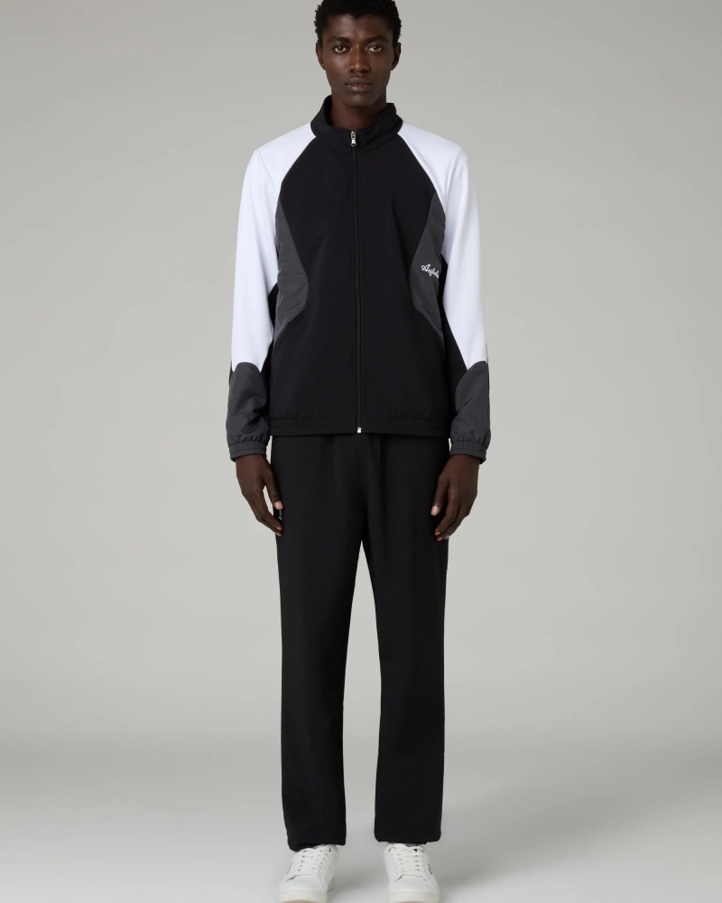 Tuta intera completa Australian Color Block in Match Poliestere Woven Microfibra uomo Nero - Full Tracksuit Australian Color Block in Match Polyester Woven Microfiber Mens Black - Survêtement complet à blocs de couleurs australiens en microfibre tissée polyester assortie pour homme, noir - Kompletter Trainingsanzug Australian Color Block aus passender gewebter Polyester-Mikrofaser für Herren, Schwarz