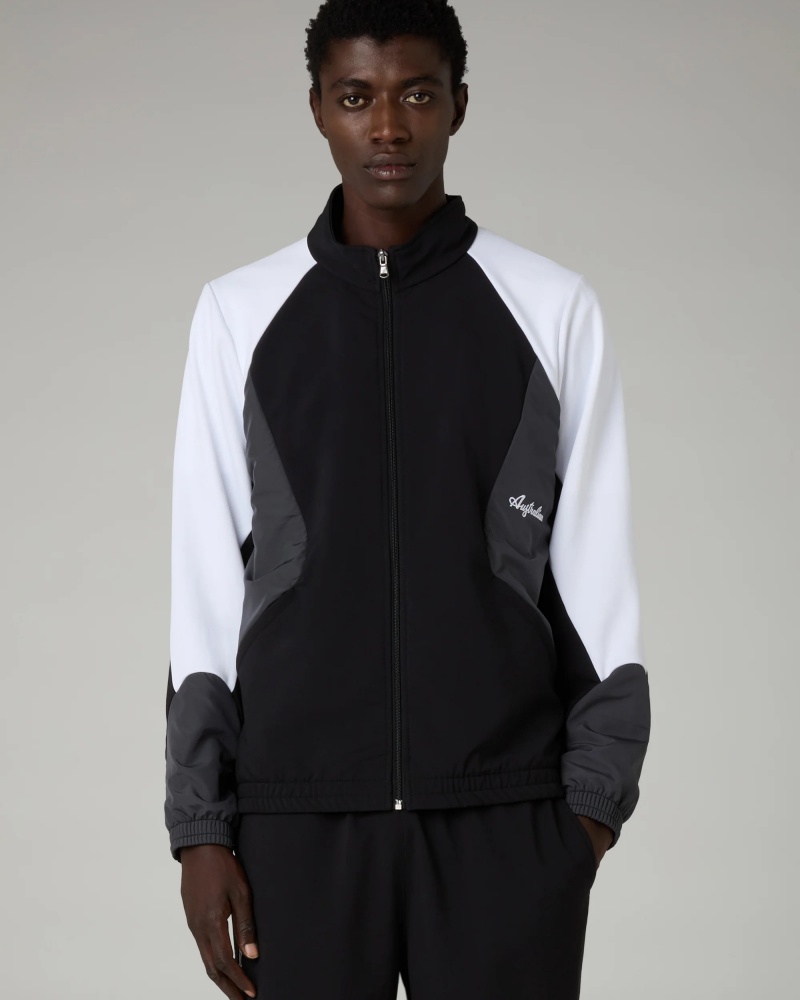 Tuta intera completa Australian Color Block in Match Poliestere Woven Microfibra uomo Nero - Full Tracksuit Australian Color Block in Match Polyester Woven Microfiber Mens Black - Survêtement complet à blocs de couleurs australiens en microfibre tissée polyester assortie pour homme, noir - Kompletter Trainingsanzug Australian Color Block aus passender gewebter Polyester-Mikrofaser für Herren, Schwarz