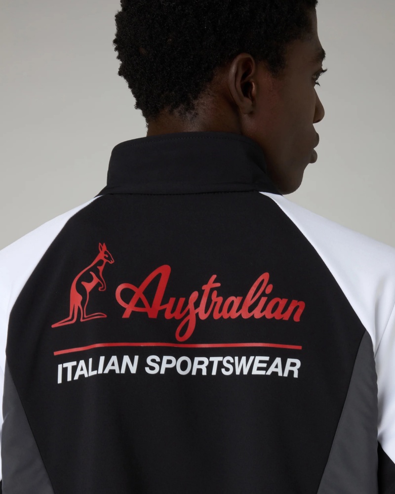 Tuta intera completa Australian Color Block in Match Poliestere Woven Microfibra uomo Nero - Full Tracksuit Australian Color Block in Match Polyester Woven Microfiber Mens Black - Survêtement complet à blocs de couleurs australiens en microfibre tissée polyester assortie pour homme, noir - Kompletter Trainingsanzug Australian Color Block aus passender gewebter Polyester-Mikrofaser für Herren, Schwarz
