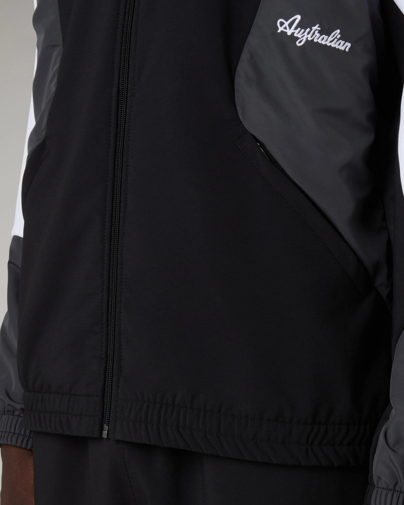 Tuta intera completa Australian Color Block in Match Poliestere Woven Microfibra uomo Nero - Full Tracksuit Australian Color Block in Match Polyester Woven Microfiber Mens Black - Survêtement complet à blocs de couleurs australiens en microfibre tissée polyester assortie pour homme, noir - Kompletter Trainingsanzug Australian Color Block aus passender gewebter Polyester-Mikrofaser für Herren, Schwarz