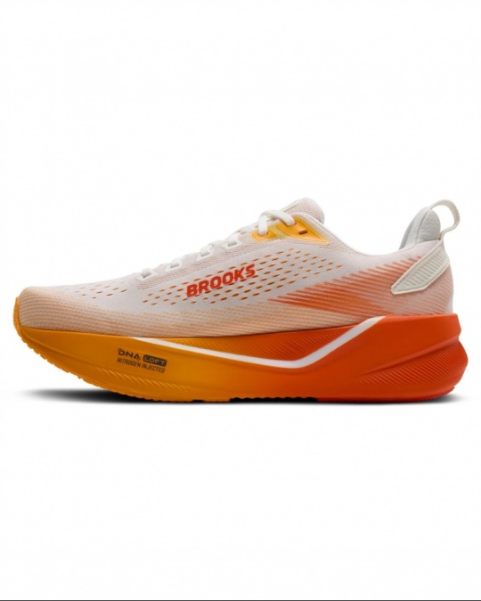 Scarpe Running Brooks Ghost Max 4 Uomo  White Orange Red - Brooks Ghost Max 4 Men's Running Shoes White Orange Red - Chaussures de course Brooks Ghost Max 4 pour homme, blanc, orange et rouge - Brooks Ghost Max 4 Herren-Laufschuhe Weiß Orange Rot