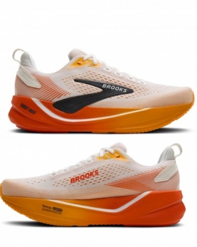 Scarpe Running Brooks Ghost Max 4 Uomo  White Orange Red - Brooks Ghost Max 4 Men's Running Shoes White Orange Red - Chaussures de course Brooks Ghost Max 4 pour homme, blanc, orange et rouge - Brooks Ghost Max 4 Herren-Laufschuhe Weiß Orange Rot