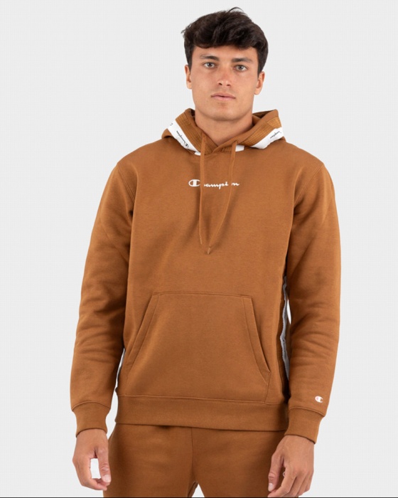 Kapuzen Hoodie HERREN Champion Pulloverband Braun Plüsch-Baumwolle
