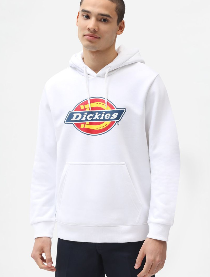 Felpa Cappuccio Hoodie UOMO Dickies ICON LOGO Bianco Cotone felpato - Picture 12 of 13