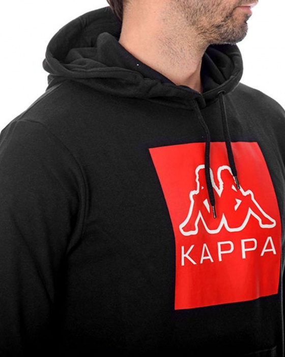Felpa Cappuccio Pullover kappa LOGO EVAN Cotone garzato Uomo Nero - Sweatshirt Hoodie Pullover kappa LOGO EVAN Brushed cotton Man Black - Sweat Capuche Pullover kappa LOGO EVAN Coton gratté Homme Noir - Sweatshirt Hoodie Pullover kappa LOGO EVAN Gebürstete Baumwolle Herren Schwarz
