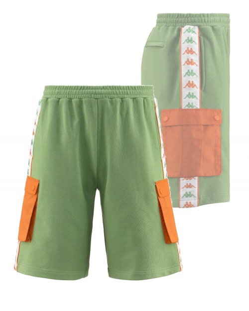 pantaloncini Bermuda kappa Banda 222 SANCIO Cotone French Terry uomo con tasche Green Dusty-Orange R - Bermuda shorts kappa Banda 222 SANCIO Cotton French Terry men with pockets Green Dusty-Orange R - Bermuda kappa Banda 222 SANCIO Coton French Terry homme avec poches Vert Dusty-Orange R - Bermudashorts Kappa Banda 222 SANCIO Cotton French Terry Herren mit Taschen Grün Dusty-Orange R