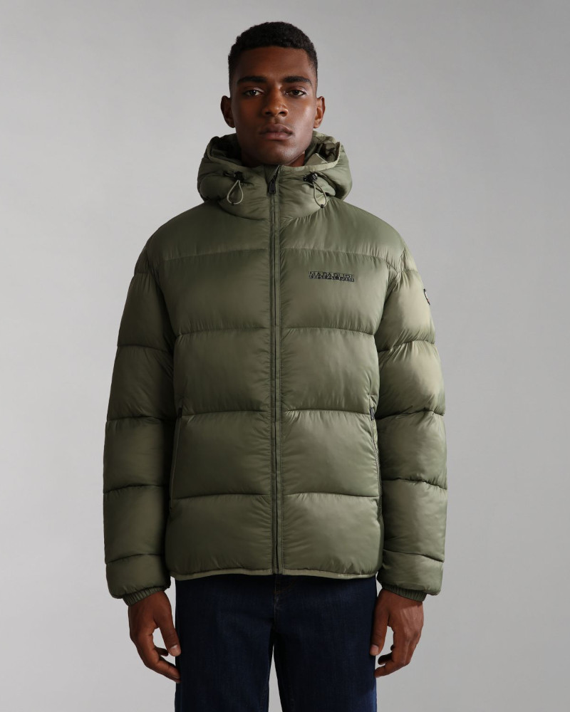 Piumino Giubbino Capo Spalla UOMO Napapijri Verde A-suomi Hoodie - Imagen 9 de 13