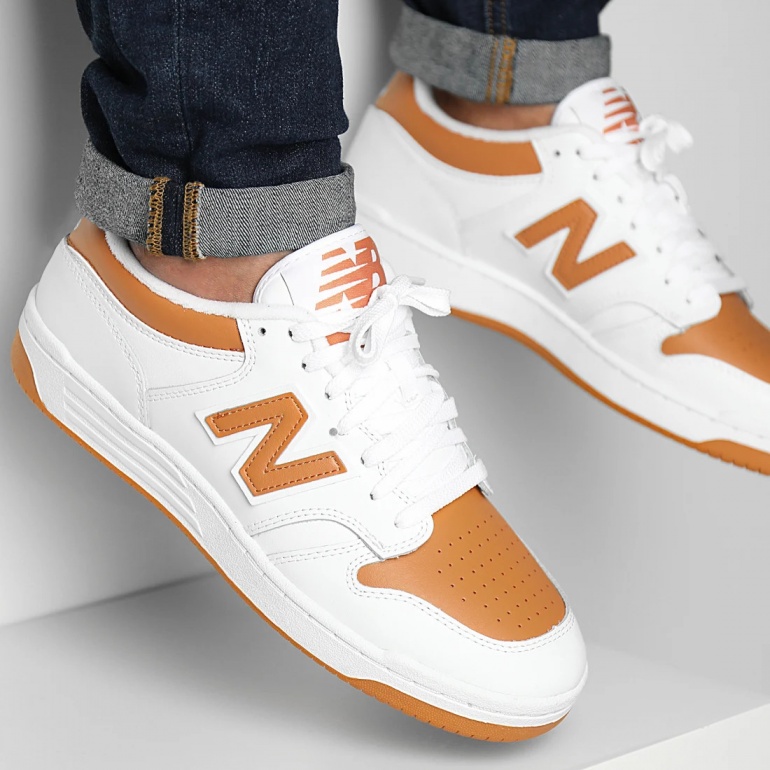 Scarpe Sneakers UOMO New Balance 480 Bianco Giallo court Lifestyle