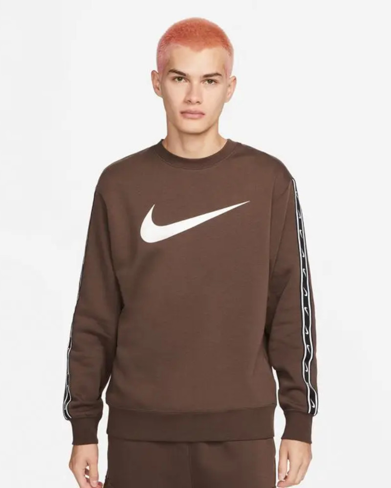 MENS Nike Brown Crew Sweater REPEAT Fleece Crew Neck Sports Sweatshirt