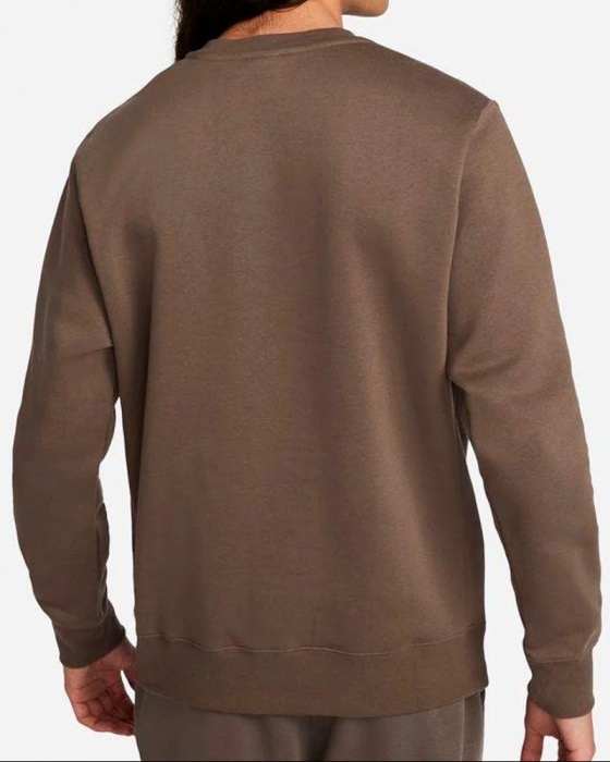Felpa sportiva pullover girocollo Nike Pullover Crew Club Cotone Felpato Marrone - Nike Pullover Crew Club Crewneck Sweatshirt Cotton Fleece Brown - Nike Pullover Crew Club Crewneck Sweat Coton Polaire Marron - Sportlicher Pullover mit Rundhalsausschnitt Nike Pullover Crew Club Baumwollfleece Flaschengrün