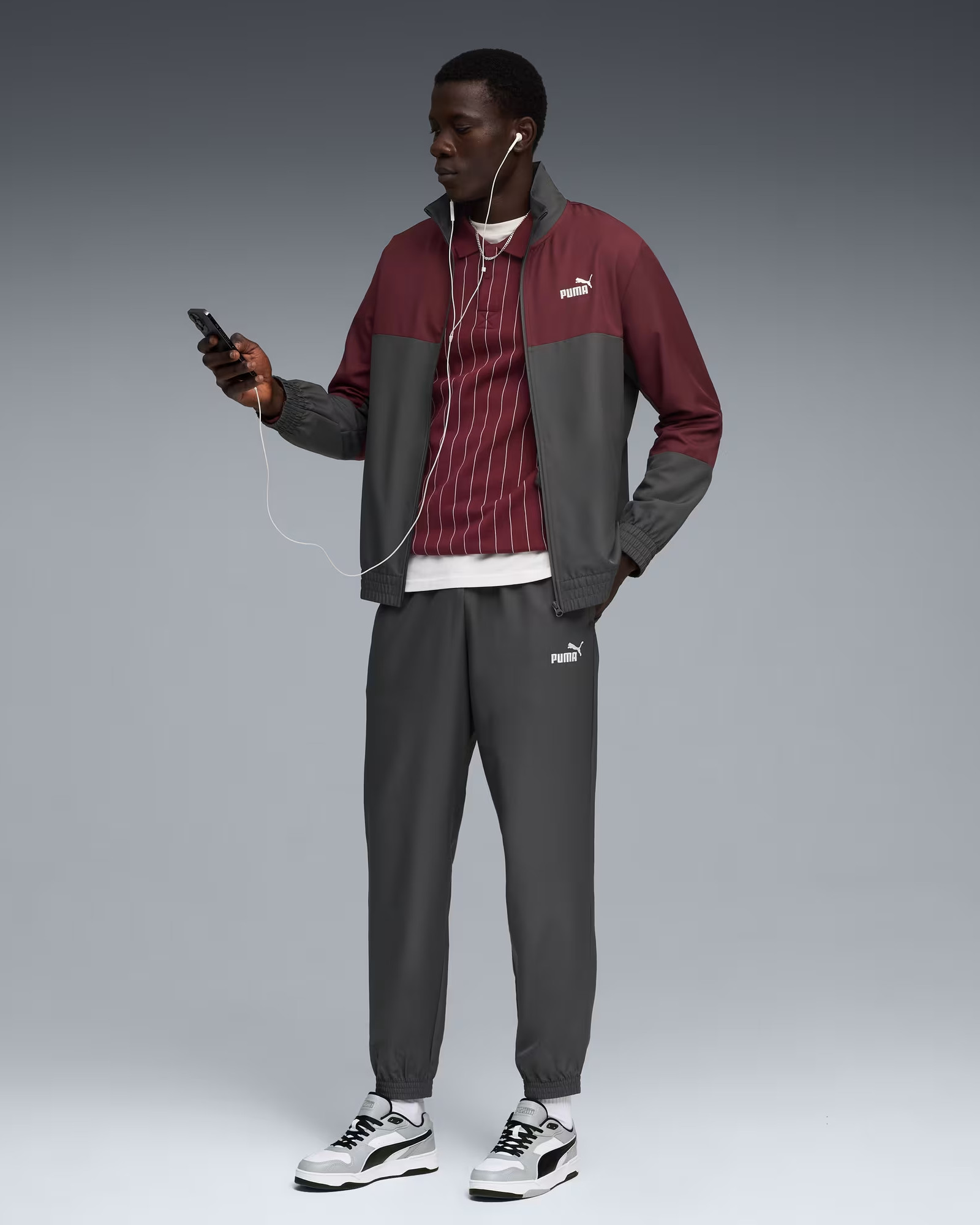 Tuta Intera Completa Tracksuit UOMO Puma Woven Colorblock Grigio Amaranto - Foto 8 di 11
