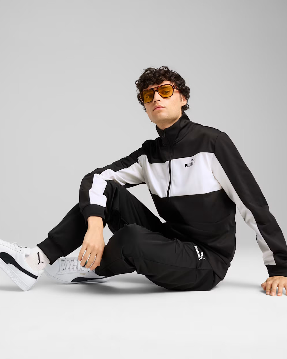 Tuta Intera Completa Full Tracksuit UOMO Puma Poly Colorblock Nero Bianco - Picture 10 of 13