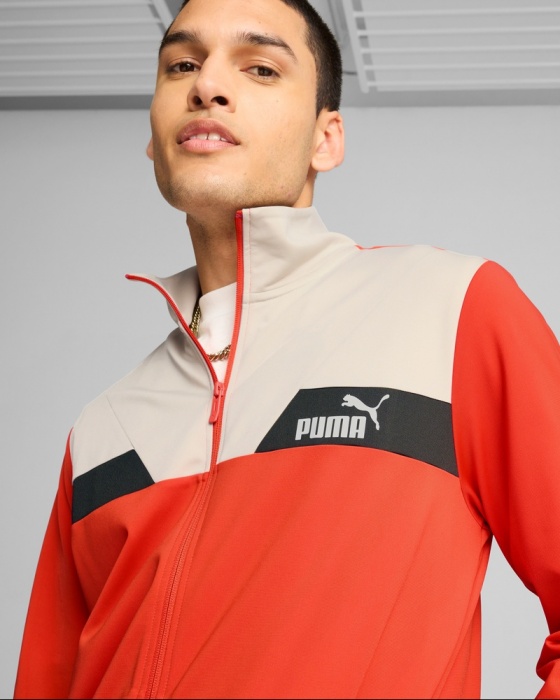 Tuta intera Completa puma POWER Poly uomo Rosso - Puma POWER Poly Mens Full Tracksuit Red - Survêtement complet Puma POWER Poly pour homme, rouge - Puma POWER Poly Herren-Trainingsanzug Rot