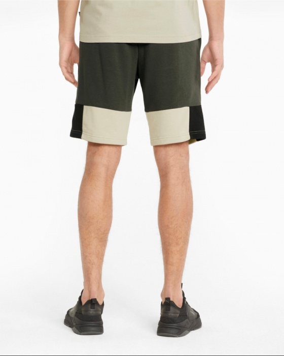 pantaloncini sportivi da passeggio bermuda Puma Essentials + Block con tasche Uomo Verde Cotone French terry - Puma Essentials Block Bermuda Sports Shorts with Pockets Men's Green French Terry Cotton - Short de sport Puma Essentials Block Bermuda avec poches pour homme en coton French Terry vert - Puma Essentials Block Bermuda Sportshorts mit Taschen Herren Grün French Terry Baumwolle
