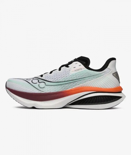 Scarpe Sneakers Running Corsa Saucony ENDORPHIN Azura White CRIMSON uomo - Saucony Endorphin Azura Men\'s Running Shoes  White CRIMSON - Chaussures de course Saucony Endorphin Azura pour homme, blanches et CRIMSON - Saucony Endorphin Azura Herren-Laufschuhe Weiß CRIMSON