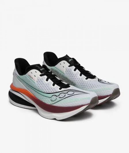 Scarpe Sneakers Running Corsa Saucony ENDORPHIN Azura White CRIMSON uomo - Saucony Endorphin Azura Men\'s Running Shoes  White CRIMSON - Chaussures de course Saucony Endorphin Azura pour homme, blanches et CRIMSON - Saucony Endorphin Azura Herren-Laufschuhe Weiß CRIMSON