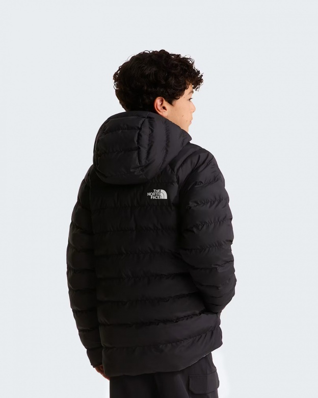 Piumino Giacca Giubbotto reversibile Perrito Cappuccio da Bambino Ragazzo Nero - Perrito Reversible Hooded Down Jacket for Boys and Girls Black - Doudoune réversible à capuche Perrito pour garçons et filles, noire - Perrito Wende-Daunenjacke mit Kapuze für Jungen und Mädchen, Schwarz