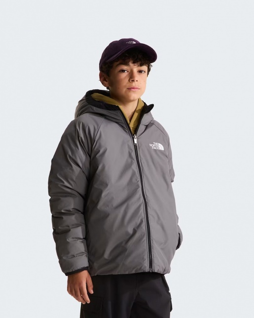 Piumino Giacca Giubbotto reversibile Perrito Cappuccio da Bambino Ragazzo Nero - Perrito Reversible Hooded Down Jacket for Boys and Girls Black - Doudoune réversible à capuche Perrito pour garçons et filles, noire - Perrito Wende-Daunenjacke mit Kapuze für Jungen und Mädchen, Schwarz
