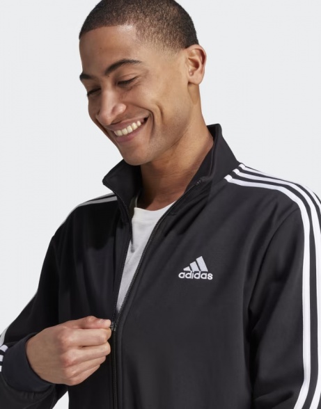 Tuta Intera Completa UOMO Adidas Basic 3 Stripes Fleece Nero Cotone Felpato eBay