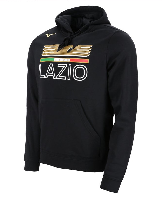 SS Lazio Mizuno Felpa Cappuccio Hoodie Nero Cotone Felpato 2023 24 eBay