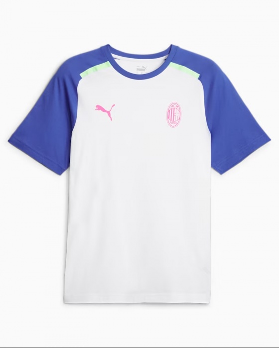 Maglia Maglietta T-shirt tempo libero AC MILAN Puma CASUALS Girocollo Cotone Uomo 2023 24 Bianco Blue Third - Leisure T-shirt AC MILAN Puma CASUALS Round Neck Cotton Man 2023 24 White Blue Third - T-shirt de loisirs AC MILAN Puma CASUALS col rond coton homme 2023 24 blanc bleu troisième - Freizeit-T-Shirt AC MILAN Puma CASUALS Rundhals-Baumwollmann 2023 24 Weiß Blau Dritter