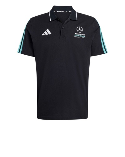 Polo maglia Mercedes Petronas AMG F1 Dna 3-stripes Cotone Nero - Mercedes Petronas AMG F1 DNA 3-Stripes Cotton Black Polo Shirt - Polo noir en coton à 3 bandes Mercedes Petronas AMG F1 DNA - Mercedes Petronas AMG F1 DNA 3-Streifen-Poloshirt aus Baumwolle in Schwarz