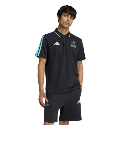 Polo maglia Mercedes Petronas AMG F1 Dna 3-stripes Cotone Nero - Mercedes Petronas AMG F1 DNA 3-Stripes Cotton Black Polo Shirt - Polo noir en coton à 3 bandes Mercedes Petronas AMG F1 DNA - Mercedes Petronas AMG F1 DNA 3-Streifen-Poloshirt aus Baumwolle in Schwarz