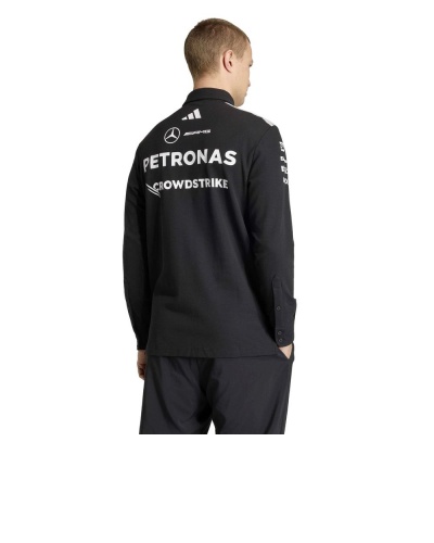 Polo maglia Mercedes PETRONAS FORMULA 1 TEAM ENGINEERS maniche Lunghe Cotone Uomo 2026 Nero - Mercedes PETRONAS FORMULA 1 TEAM ENGINEERS Long Sleeve Cotton Polo Shirt Men 2026 Black - Polo à manches longues en coton noir Mercedes PETRONAS FORMULA 1 TEAM ENGINEERS pour homme, collection 2026 - Mercedes PETRONAS FORMEL 1 TEAM ENGINEERS Langarm-Poloshirt aus Baumwolle für Herren, Schwarz, 2026