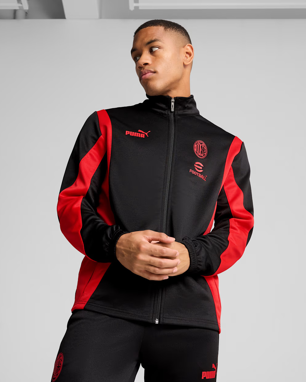 Ac Milan Puma Giacca tuta sportiva 2025 ftblARCHIVE Nero con tasche - Foto 9 di 12