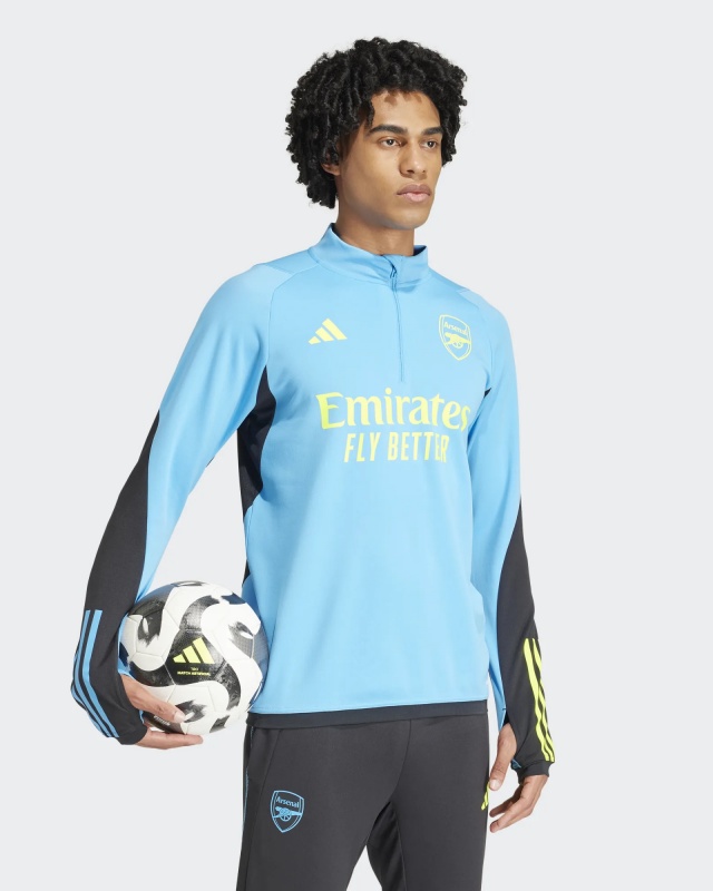 Arsenal Fc Adidas Felpa Allenamento Training Top Azzurro Mezza zip