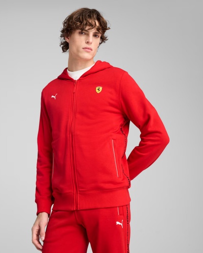 Ferrari Puma Giacca tuta Felpa Cappuccio hoodie Race UOMO Rosso