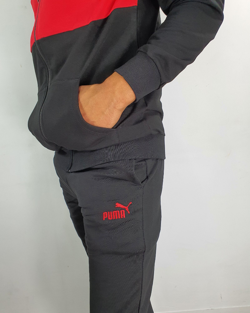 Tuta Sportiva Ac Milan Puma Ms Colorblock Cappuccio Ragazzo Bambino Cotone 2021 22 Nero
