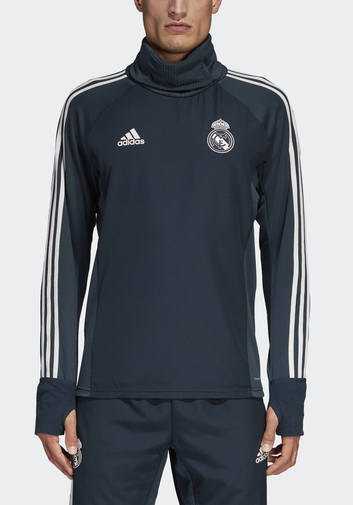 Real Madrid Adidas Warm Top Training Sweatshirt Navy 2018 19 Real Madrid Adidas Warm Top Training Sweatshirt Navy 2018 19