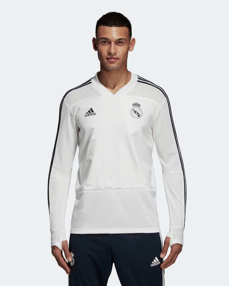 Real Madrid Adidas Training Top Sweatshirt 2018 19 vit Real Madrid Adidas Training Top Sweatshirt 2018 19 vit