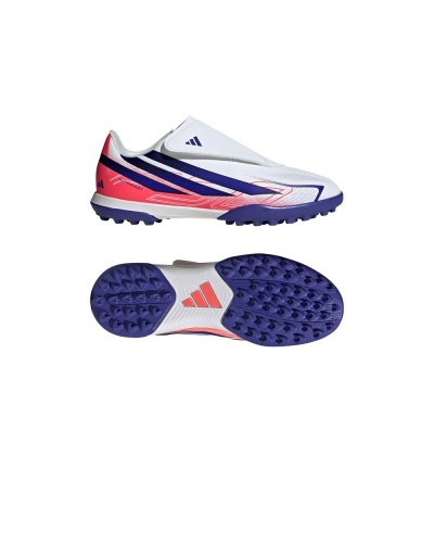 Scarpe Calcio Adidas F50 HYPERFAST Velcro Bambini Bianco - Football boots cleats Adidas F50 HYPERFAST Velcro Kids White - Chaussures de football Adidas F50 HYPERFAST Velcro pour enfants, blanches - Adidas F50 HYPERFAST Fußballschuhe mit Klettverschluss, weiß, für Kinder