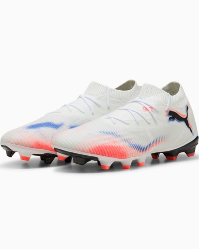 Scarpe Calcio Puma FUTURE 8 MATCH FG AG Bianco - Puma FUTURE 8 MATCH FG AG White Football Boots - Chaussures de football Puma FUTURE 8 MATCH FG AG blanches - Puma FUTURE 8 MATCH FG AG Weiße Fußballschuhe