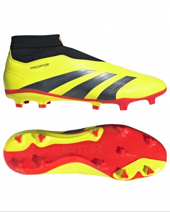 Scarpe Calcio Adidas Predator League Laceless FG firm Ground Uomo Giallo Nero Rosso - Football boots cleats Adidas Predator League Laceless FG Firm Ground Mens  Yellow Black Red - Chaussures de football bottes Adidas Predator League sans lacets, terrain ferme, pour homme, jaune, noir et rouge - Adidas Predator League Laceless FG Fußballschuhe für festen Boden, Herren, Gelb, Schwarz, Rot