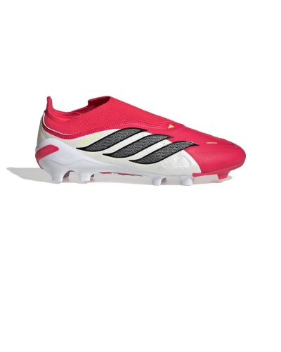 Scarpe da calcio ADIDAS Predator League Laceless FG MG Kids Junior Bianco Rosso - Football boots cleats ADIDAS Predator League Laceless FG MG Kids Junior White Red - Chaussures de football Bottes ADIDAS Predator League Laceless FG MG Enfant Junior Blanc Rouge - Fußballschuhe Stollen ADIDAS Predator League Schnürlos FG MG Kinder Junior Weiß Rot