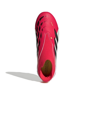 Scarpe da calcio ADIDAS Predator League Laceless FG MG Kids Junior Bianco Rosso - Football boots cleats ADIDAS Predator League Laceless FG MG Kids Junior White Red - Chaussures de football Bottes ADIDAS Predator League Laceless FG MG Enfant Junior Blanc Rouge - Fußballschuhe Stollen ADIDAS Predator League Schnürlos FG MG Kinder Junior Weiß Rot
