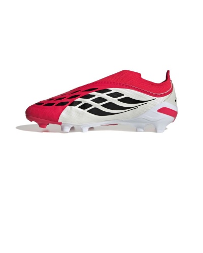 Scarpe da calcio ADIDAS Predator League Laceless FG MG Kids Junior Bianco Rosso - Football boots cleats ADIDAS Predator League Laceless FG MG Kids Junior White Red - Chaussures de football Bottes ADIDAS Predator League Laceless FG MG Enfant Junior Blanc Rouge - Fußballschuhe Stollen ADIDAS Predator League Schnürlos FG MG Kinder Junior Weiß Rot