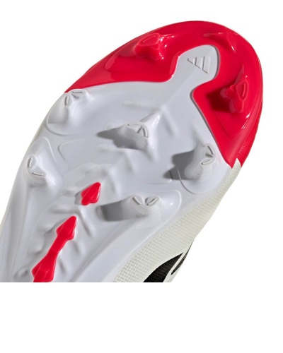 Scarpe da calcio ADIDAS Predator League Laceless FG MG Kids Junior Bianco Rosso - Football boots cleats ADIDAS Predator League Laceless FG MG Kids Junior White Red - Chaussures de football Bottes ADIDAS Predator League Laceless FG MG Enfant Junior Blanc Rouge - Fußballschuhe Stollen ADIDAS Predator League Schnürlos FG MG Kinder Junior Weiß Rot