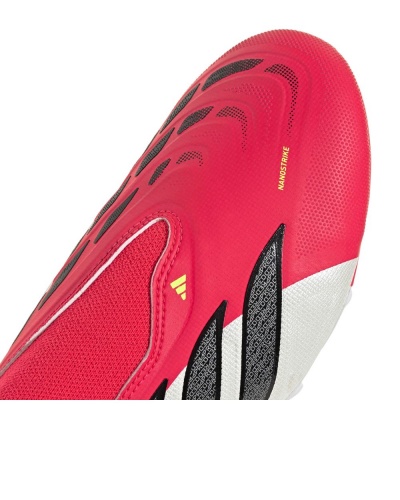 Scarpe da calcio ADIDAS Predator League Laceless FG MG Kids Junior Bianco Rosso - Football boots cleats ADIDAS Predator League Laceless FG MG Kids Junior White Red - Chaussures de football Bottes ADIDAS Predator League Laceless FG MG Enfant Junior Blanc Rouge - Fußballschuhe Stollen ADIDAS Predator League Schnürlos FG MG Kinder Junior Weiß Rot