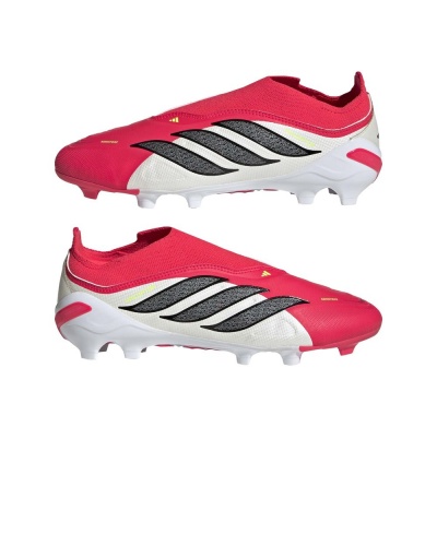 Scarpe da calcio ADIDAS Predator League Laceless FG MG Kids Junior Bianco Rosso - Football boots cleats ADIDAS Predator League Laceless FG MG Kids Junior White Red - Chaussures de football Bottes ADIDAS Predator League Laceless FG MG Enfant Junior Blanc Rouge - Fußballschuhe Stollen ADIDAS Predator League Schnürlos FG MG Kinder Junior Weiß Rot