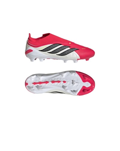 Scarpe da calcio ADIDAS Predator League Laceless FG MG Kids Junior Bianco Rosso - Football boots cleats ADIDAS Predator League Laceless FG MG Kids Junior White Red - Chaussures de football Bottes ADIDAS Predator League Laceless FG MG Enfant Junior Blanc Rouge - Fußballschuhe Stollen ADIDAS Predator League Schnürlos FG MG Kinder Junior Weiß Rot