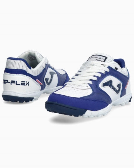 Scarpe Calcetto Joma Top Flex 2534 Turf vera pelle Top Di Gamma Uomo Bianco Blue - Football boots Cleats Joma Top Flex 2534 Turf Genuine Leather Mens White Blue - Chaussures de football Bottes Joma Top Flex 2534 Turf en cuir véritable pour homme, blanches et bleues. - Fußballschuhe Joma Top Flex 2534 Turf Echtleder Herren Weiß Blau
